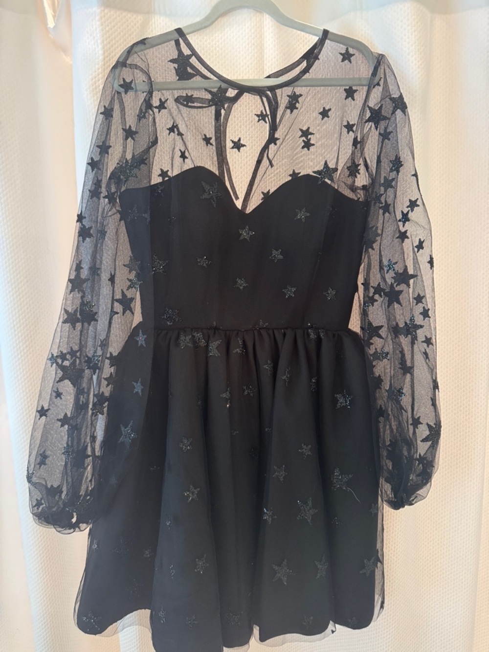 Lirika Matoshi Black Star Mesh Mini Dress